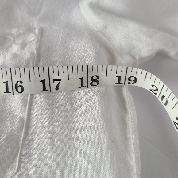 TALBOTS 100% IRISH LINEN TOP- WHITE-SIZE 8 PETITE- FRONT POCKET - Picture 9 of 13